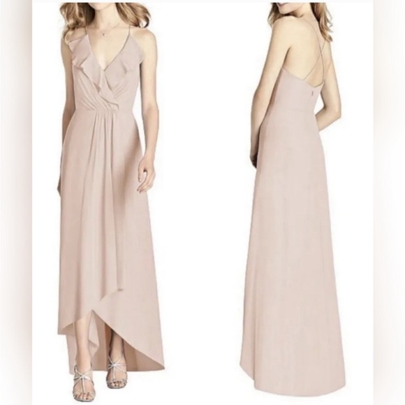 Jenny Packham Dresses & Skirts - New! JENNY PACKHAM Ruffled Chiffon High-Low Gown size 2‎ Cameo/Pink